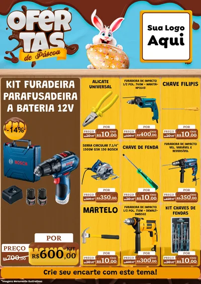 Modelo de Encarte para Encarte A4 Vertical com o tema Ofertas de Páscoa para Maquinas e Ferramentas