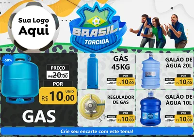Modelo de Encarte para Encarte A4 Horizontal com o tema Brasil Torcida - Copa para Água e gás