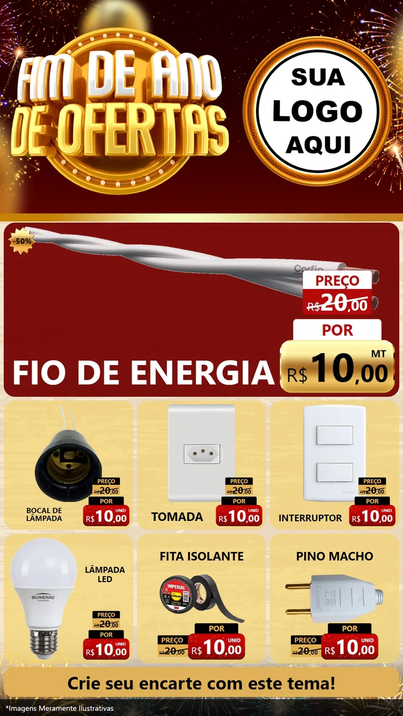 Modelo de Rede Social para Stories com o tema Fim de Ano de Ofertas para Materiais Elétricos