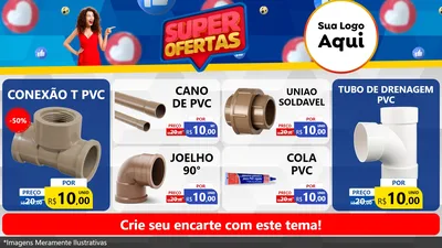 Modelo de TV para TV Horizontal com o tema Super Ofertas para Tubos e conexões
