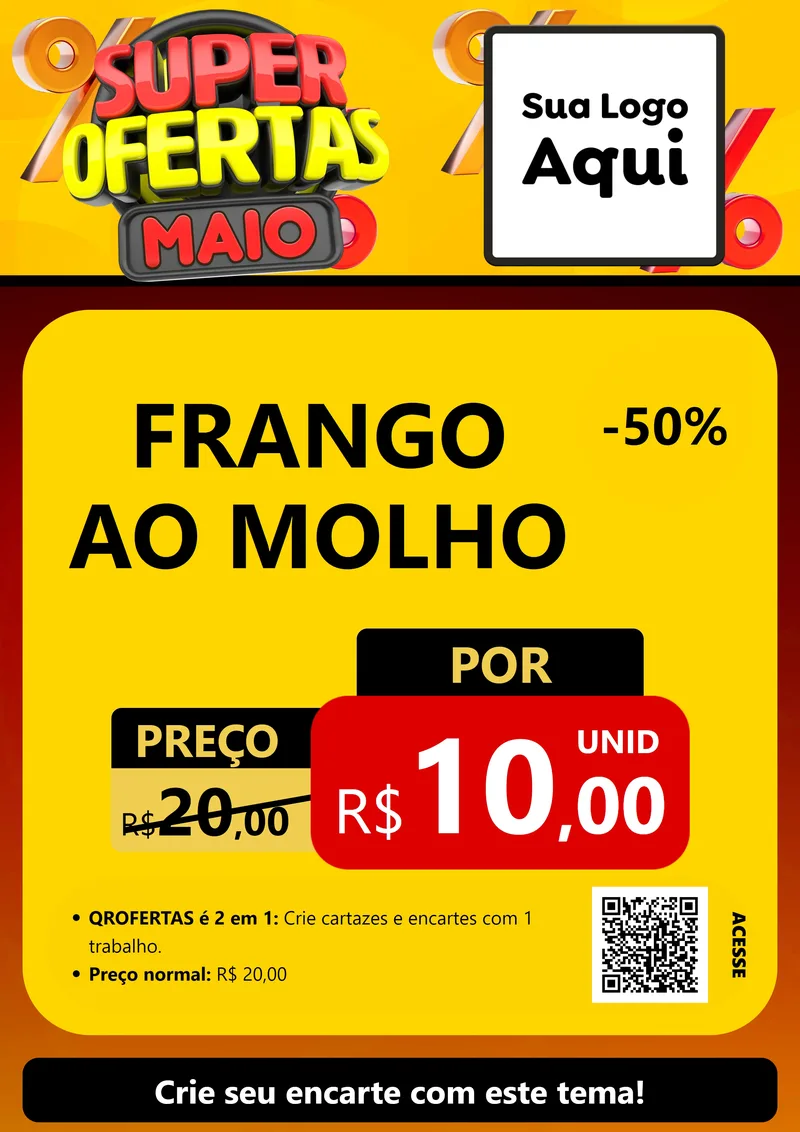 Modelo de Cartaz para Cartaz A4 Vertical com o tema Super Ofertas Maio para Restaurante