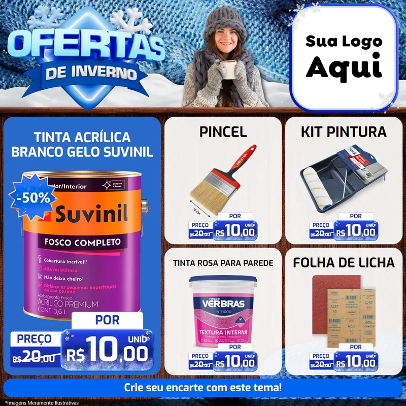 Modelo de Rede Social para Feed Facebook com o tema Ofertas de Inverno para Tintas e Ferramentas