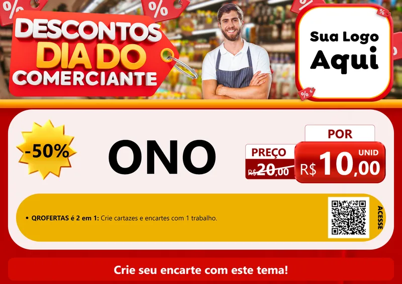 Modelo de Cartaz para Cartaz A4 Horizontal com o tema Descontos Dia do Comerciante para Óticas
