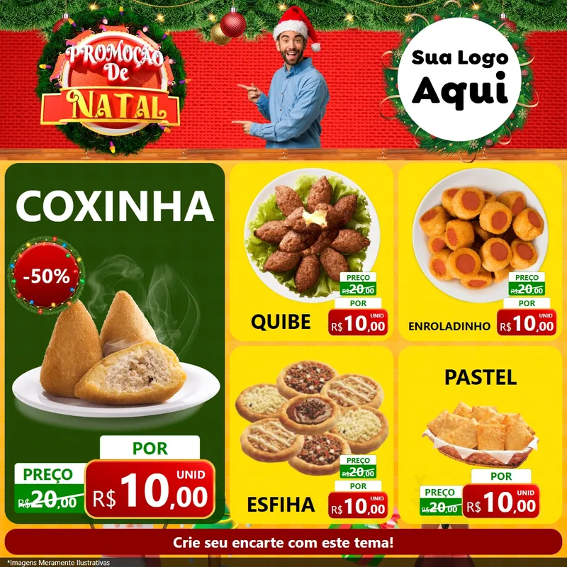 Modelo de Rede Social para Feed Facebook com o tema Promoção de Natal para Salgadaria