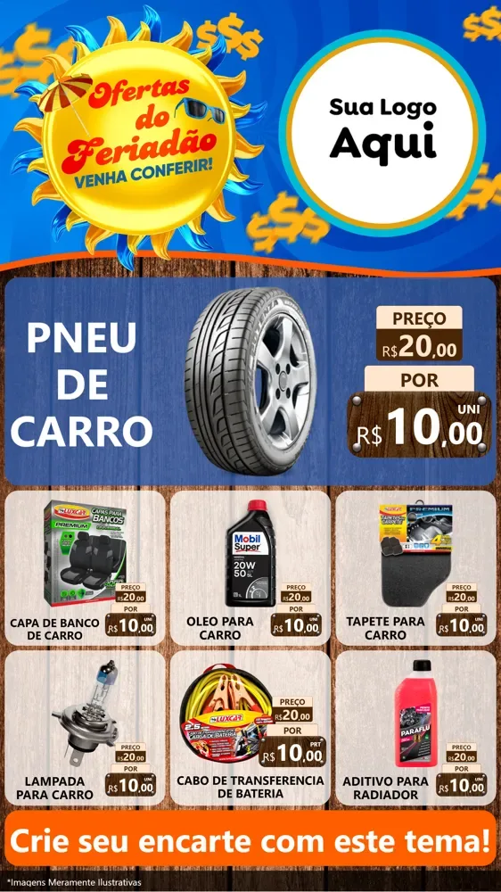 Modelo de Rede Social para Stories com o tema Ofertas do Feriadão para Auto peças