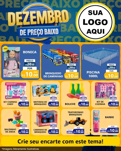 Modelo de Rede Social para Feed Instagram com o tema Dezembro de Preço Baixo para Brinquedos