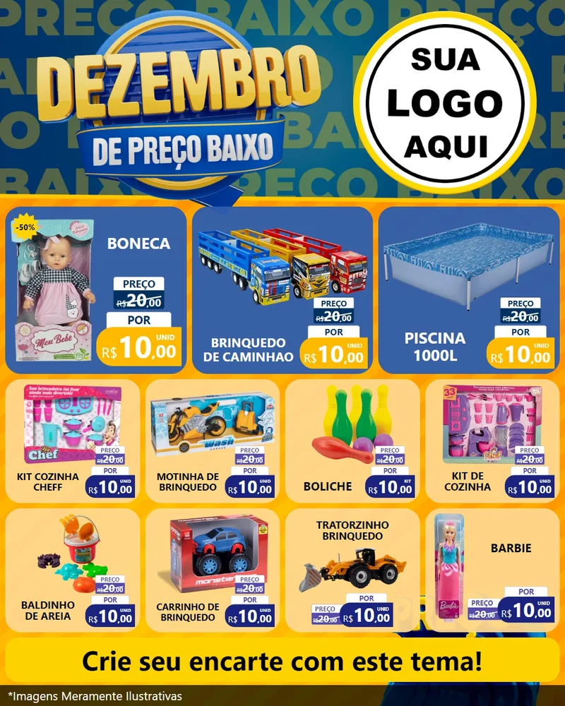 Modelo de Rede Social para Feed Instagram com o tema Dezembro de Preço Baixo para Brinquedos