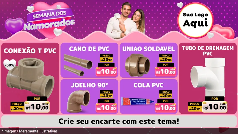 Modelo de TV para TV Horizontal com o tema Semana dos Namorados para Tubos e conexões