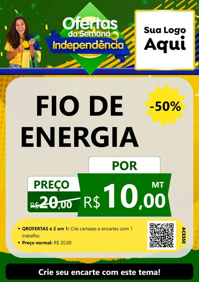 Modelo de Cartaz para Cartaz A4 Vertical com o tema Ofertas da Semana da Independência para Materiais Elétricos