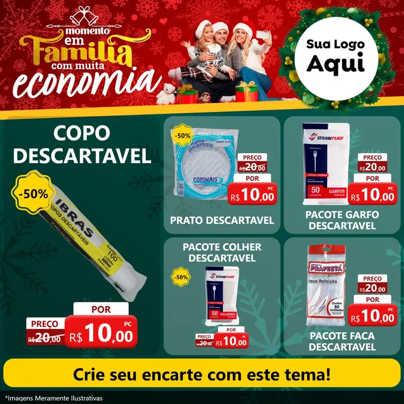 Modelo de Rede Social para Feed Facebook com o tema Momento em Família (Natal) para Embalagens