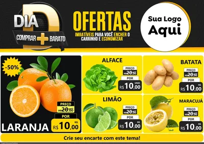 Modelo de Encarte para Encarte A4 Horizontal com o tema Dia D Mais Economia para Hortifrúti