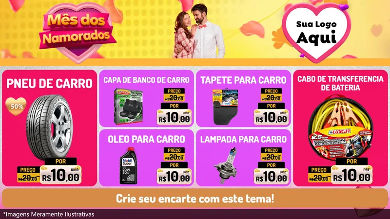 Modelo de TV para TV Horizontal com o tema Mês dos Namorados para Auto peças