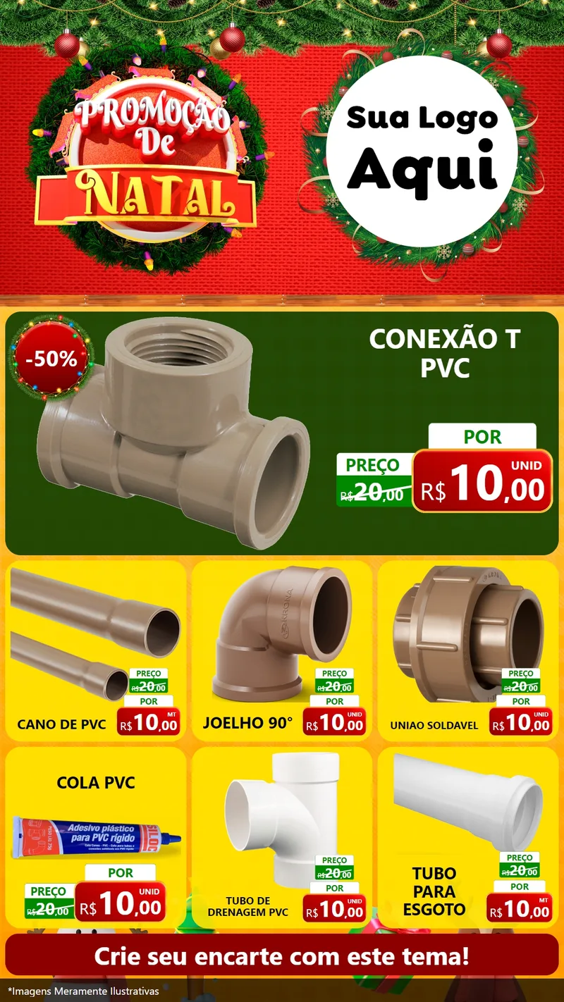 Modelo de Rede Social para Stories com o tema Promoção de Natal para Tubos e conexões