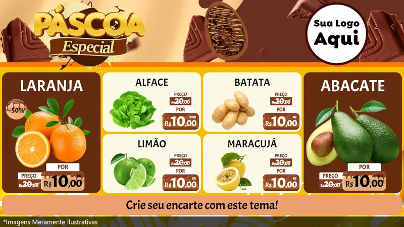 Modelo de TV para TV Horizontal com o tema Páscoa Especial para Hortifrúti