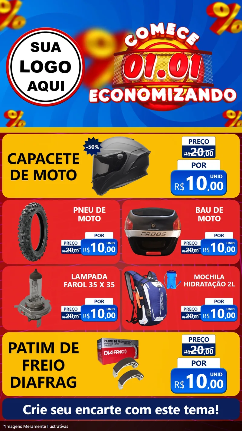 Modelo de TV para TV Vertical com o tema Comece 1º de Janeiro Economizando para Moto peças