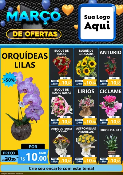 Modelo de Encarte para Encarte A4 Vertical com o tema Março de Ofertas para Floricultura e jardim