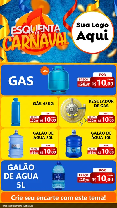 Modelo de TV para TV Vertical com o tema Esquenta de Carnaval para Água e gás
