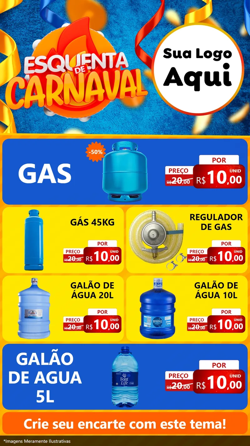 Modelo de TV para TV Vertical com o tema Esquenta de Carnaval para Água e gás