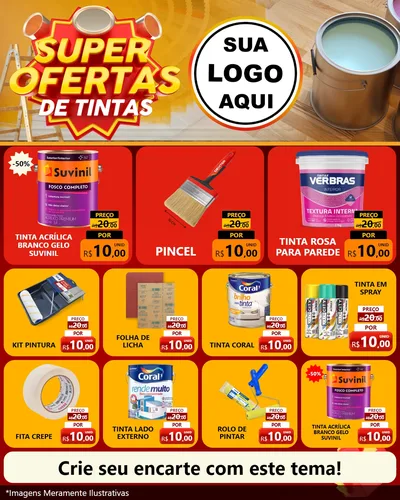 Modelo de Rede Social para Feed Instagram com o tema Super Ofertas de Tinta para Tintas e Ferramentas