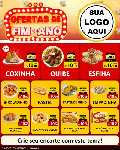 Modelo de Rede Social para Feed Instagram com o tema Ofertas de Fim de Ano para Salgadaria