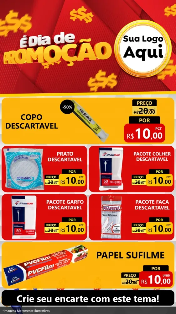 Modelo de TV para TV Vertical com o tema É Dia De Promoção para Embalagens