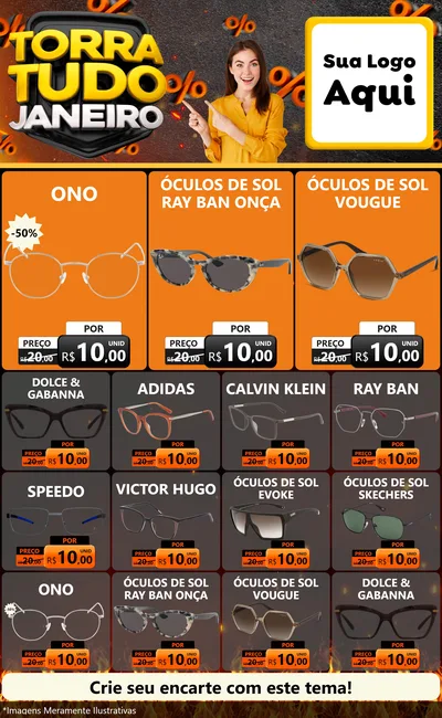 Modelo de Encarte para Encarte Grande com o tema Torra Tudo Janeiro para Óticas
