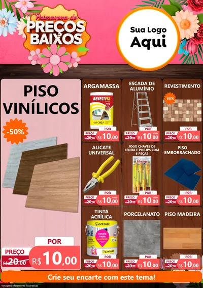 Modelo de Encarte para Encarte A4 Vertical com o tema Primavera de Preços Baixos para Material para Construção