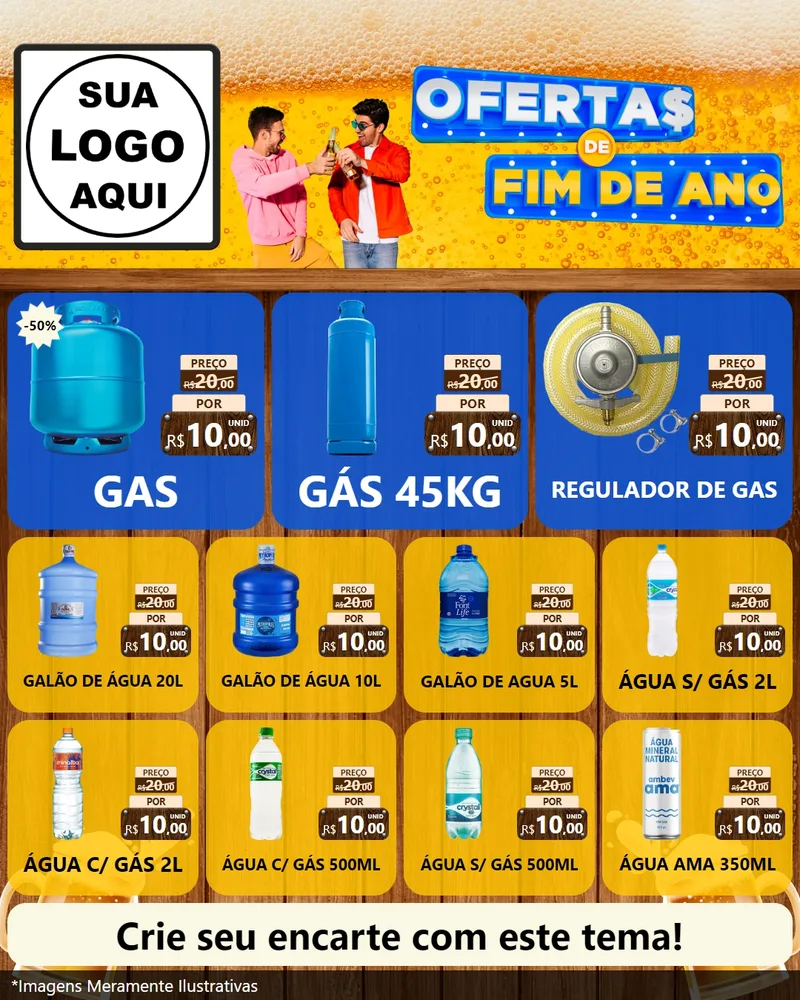 Modelo de Rede Social para Feed Instagram com o tema Ofertas de Fim de Ano para Água e gás