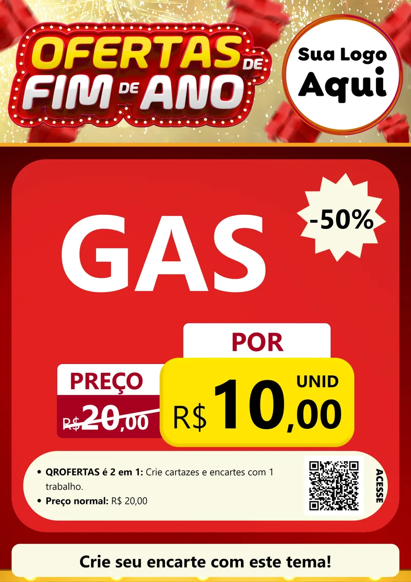 Modelo de Cartaz para Cartaz A4 Vertical com o tema Ofertas de Fim de Ano para Água e gás