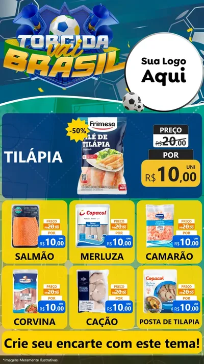 Modelo de Rede Social para Stories com o tema Torcida Vai Brasil - Copa para Peixaria