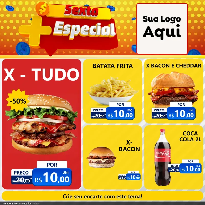 Modelo de Rede Social para Feed Facebook com o tema Sexta Mais Especial para Hamburgueria