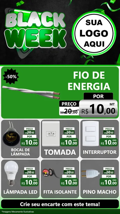 Modelo de Rede Social para Stories com o tema Black Week para Materiais Elétricos