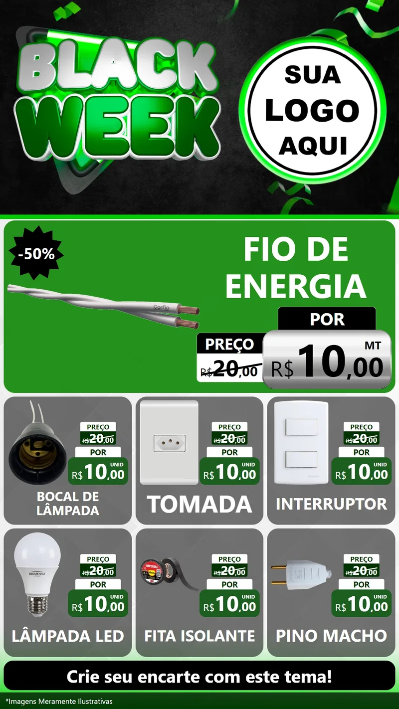 Modelo de Rede Social para Stories com o tema Black Week para Materiais Elétricos