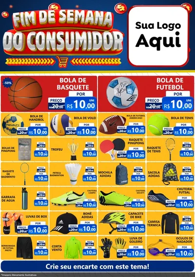 Modelo de Encarte para Encarte A4 Vertical com o tema Fim de Semana do Consumidor para Artigos Esportivos