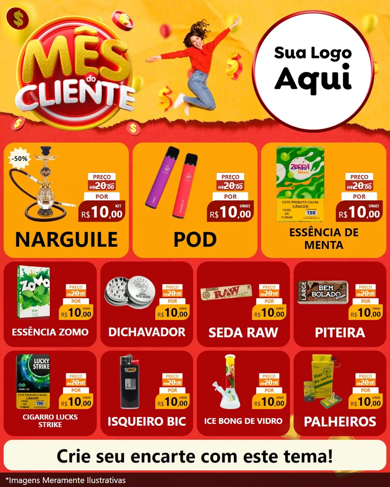 Modelo de Rede Social para Feed Instagram com o tema Mês do Cliente para Tabacaria