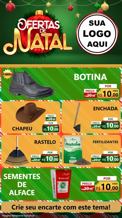 Modelo de TV para TV Vertical com o tema Ofertas de Natal para Agropecuária