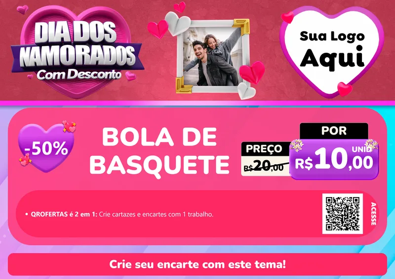 Modelo de Cartaz para Cartaz A4 Horizontal com o tema Dia Dos Namorados Com Desconto para Artigos Esportivos