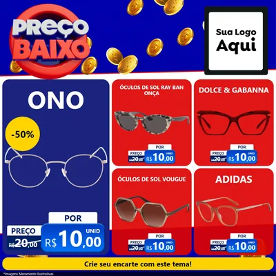 Modelo de Rede Social para Feed Facebook com o tema Preço Baixo para Óticas