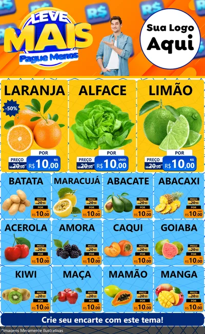 Modelo de Encarte para Encarte Grande com o tema Leve Mais, Pague Menos para Hortifrúti