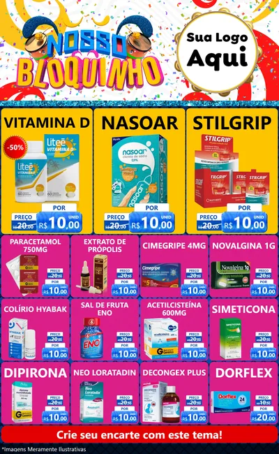 Modelo de Encarte para Encarte Grande com o tema Nosso Bloquinho para Farmácia