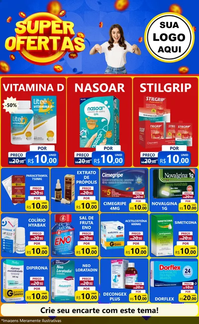 Modelo de Encarte para Encarte Grande com o tema Super Ofertas para Farmácia