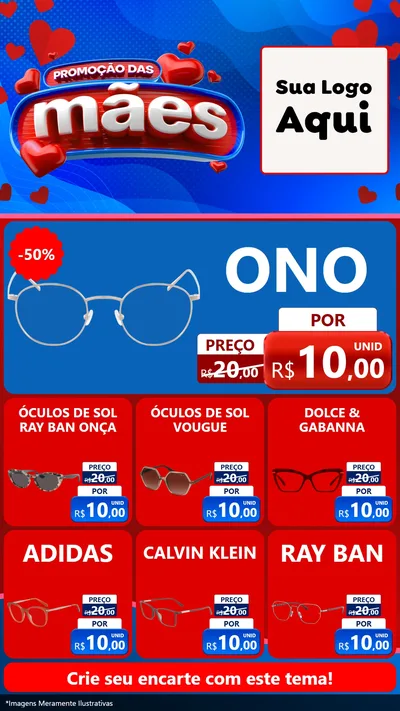 Modelo de Rede Social para Stories com o tema Promoção das Mães para Óticas