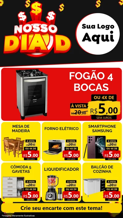 Modelo de Rede Social para Stories com o tema Nosso Dia D para Móveis e Eletro