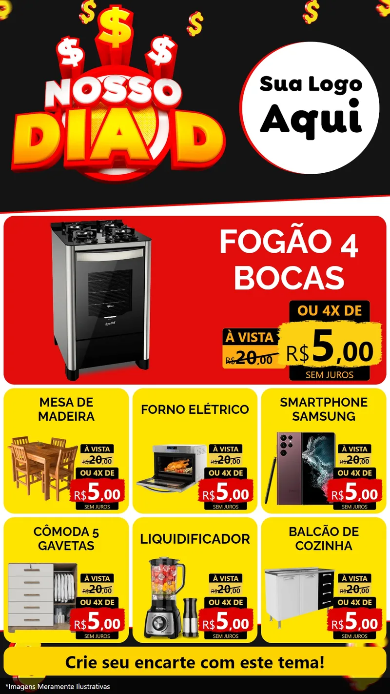 Modelo de Rede Social para Stories com o tema Nosso Dia D para Móveis e Eletro