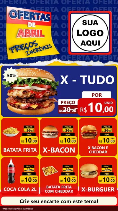 Modelo de Rede Social para Stories com o tema Ofertas de Abril - Preços Incríveis para Hamburgueria