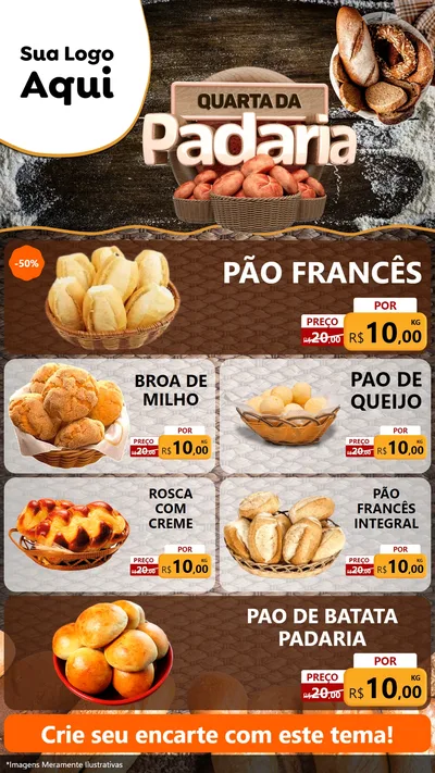 Modelo de TV para TV Vertical com o tema Quarta da Padaria para Padaria