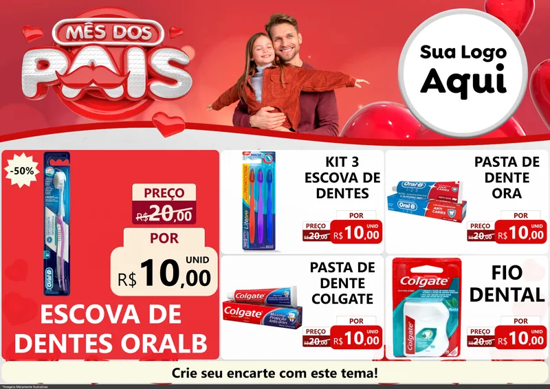 Modelo de Encarte para Encarte A4 Horizontal com o tema Mês dos Pais para Higiene Pessoal