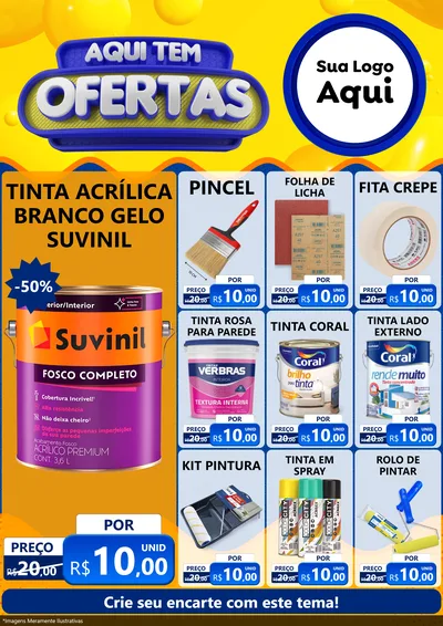 Modelo de Encarte para Encarte A4 Vertical com o tema Aqui Tem Ofertas para Tintas e Ferramentas