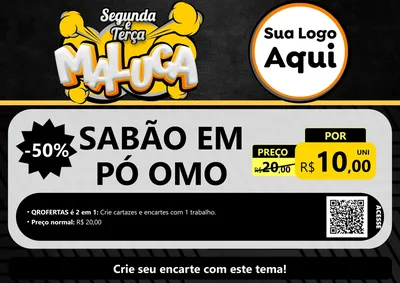 Modelo de Cartaz para Cartaz A4 Horizontal com o tema Segunda e Terça Maluca para Produtos de Limpeza