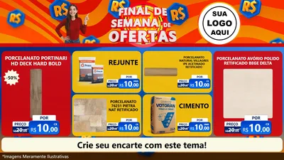 Modelo de TV para TV Horizontal com o tema Final de Semana de Ofertas para Pisos e revestimentos